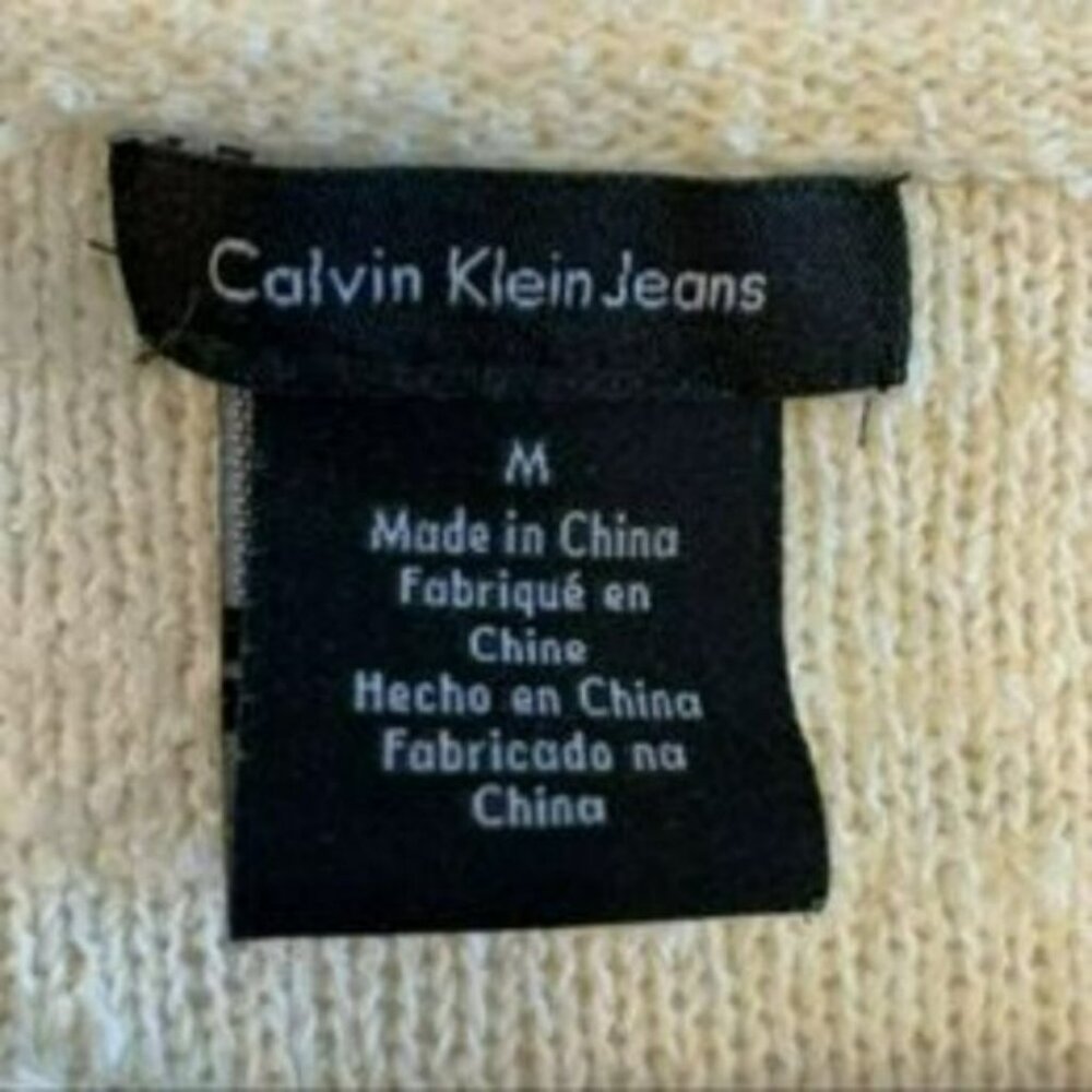 Calvin Klein Sweater, Tunic Length, Pink & White Stripes, Medium - Picture 4 of 9